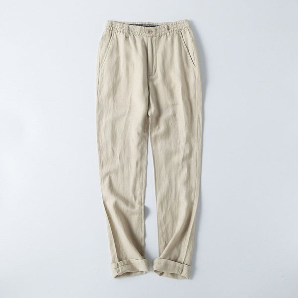 Plus Size M-5XL Summer Linen Casual Elastic Waist Men's Pants Breathable Thin