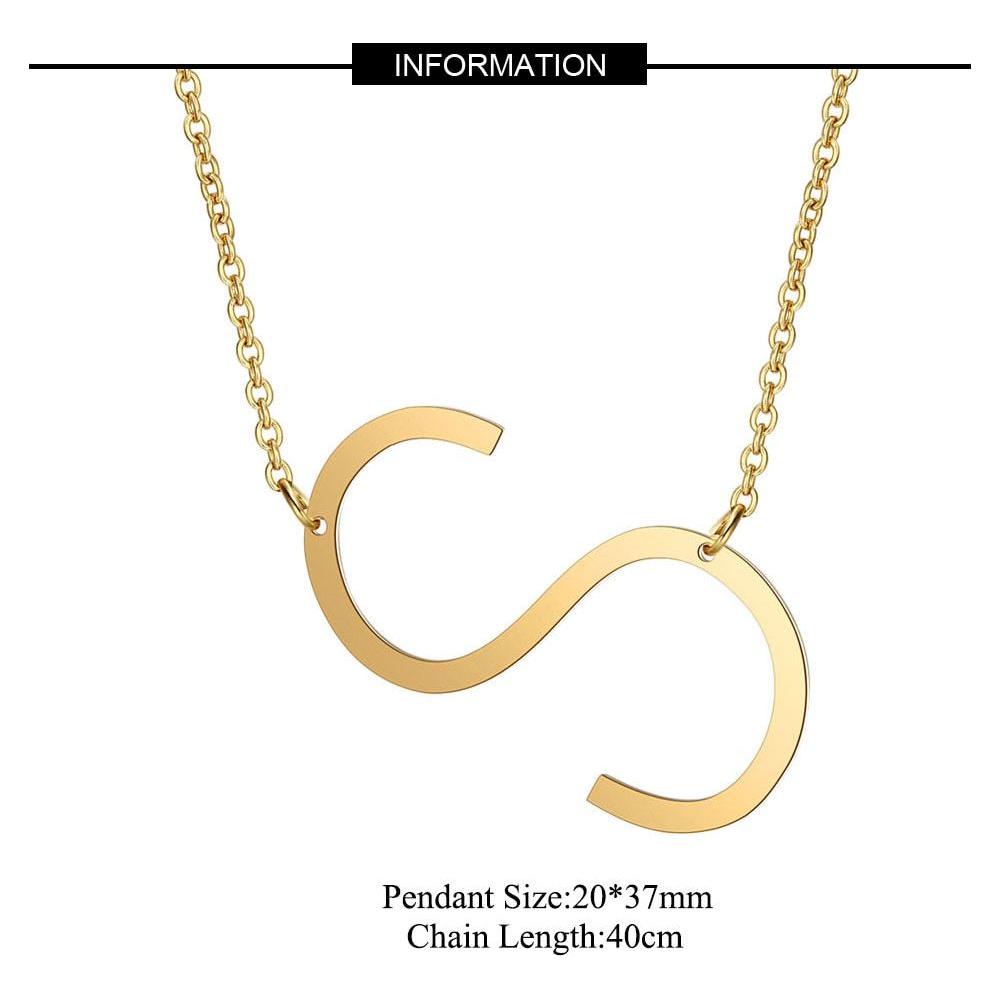 Large Initial Necklace 100% Stainless Steel Jewelry Big Letter A-Z Gold - Frimunt Clothing Co.