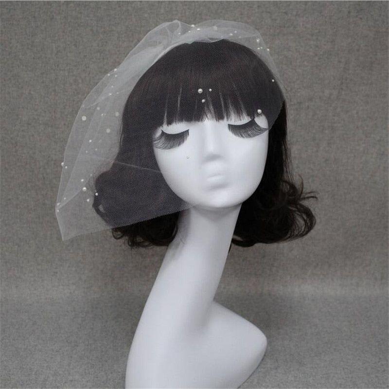 Tulle Pearl Beaded Blusher Veil With Comb - Frimunt Clothing Co.