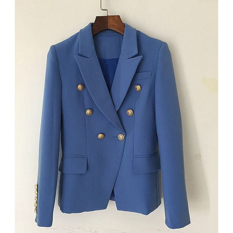 Lake Blue Women's Blazer Formal Double Breasted Buttons Blazer High Quality - Frimunt Clothing Co.