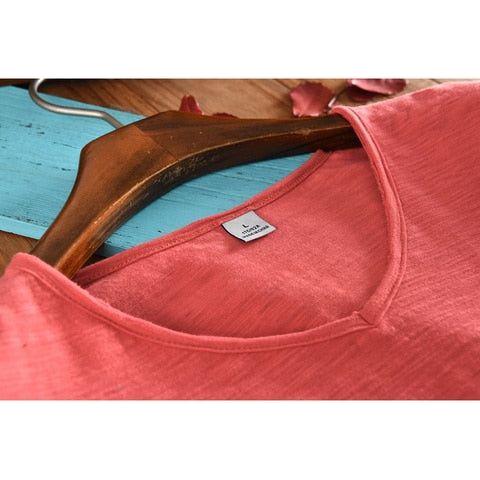 Men Raw Cotton T-Shirt Men Short Sleeve V-neck Breathable Soft Loose High Quality T-shirt - Frimunt Clothing Co.