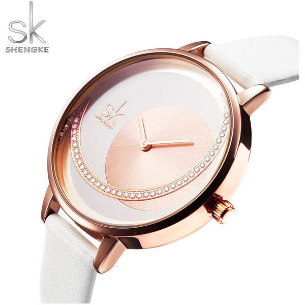 Crystal Women Watches Top Luxury Quartz Rhinestone Stainless Steel Or Leather Strap