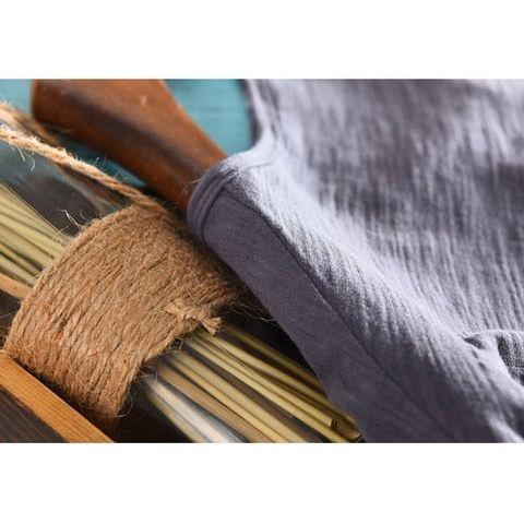 Men Raw Cotton T-Shirt Men Short Sleeve V-neck Breathable Soft Loose High Quality T-shirt - Frimunt Clothing Co.