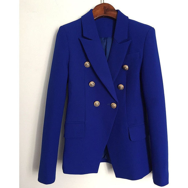 Blue Women's Blazer Formal Double Breasted Buttons Blazer High Quality - Frimunt Clothing Co.