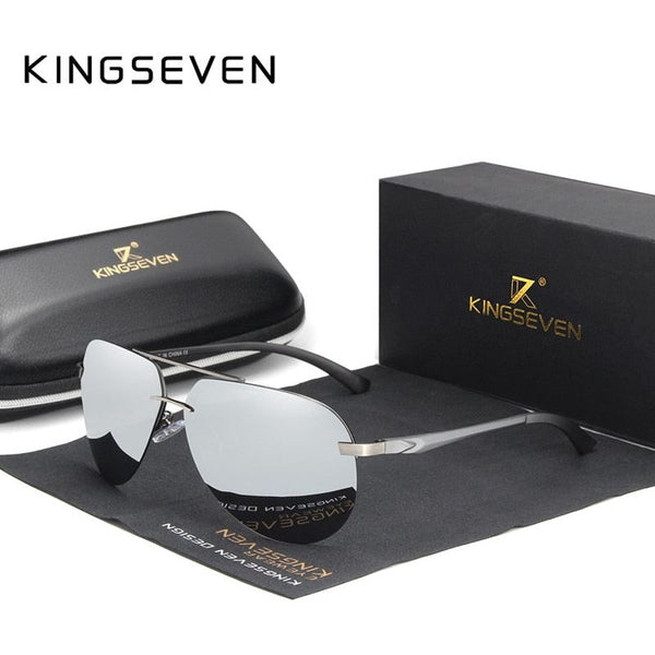KINGSEVEN Aluminum Magnesium Polarized Rimless Lens Sunglasses For Men High Definition Eyewear