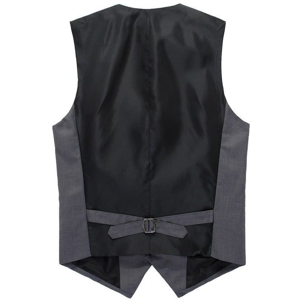 New Men's Fashion Solid Color Suit Vest Black Gray Formal Business