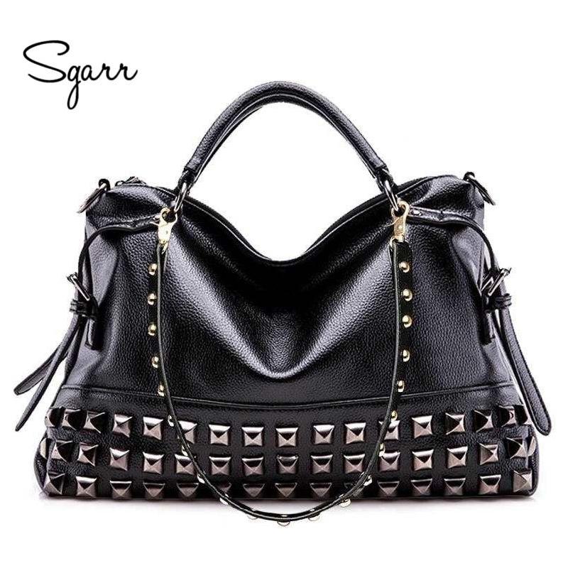 SGARR LUXURY Eco Leather Women Handbags Metal Rivets - Frimunt Clothing Co.
