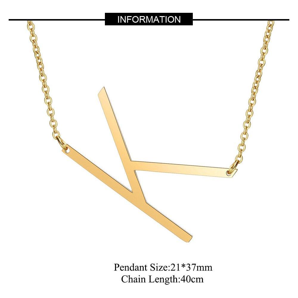 Large Initial Necklace 100% Stainless Steel Jewelry Big Letter A-Z Gold - Frimunt Clothing Co.