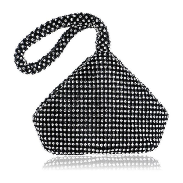 Soft Beaded Women Evening Bag Open Style With Rhinestones - Gold, Black, Silver