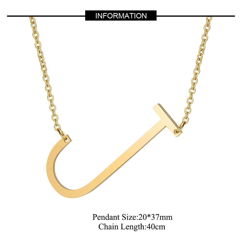 Large Initial Necklace 100% Stainless Steel Jewelry Big Letter A-Z Gold - Frimunt Clothing Co.
