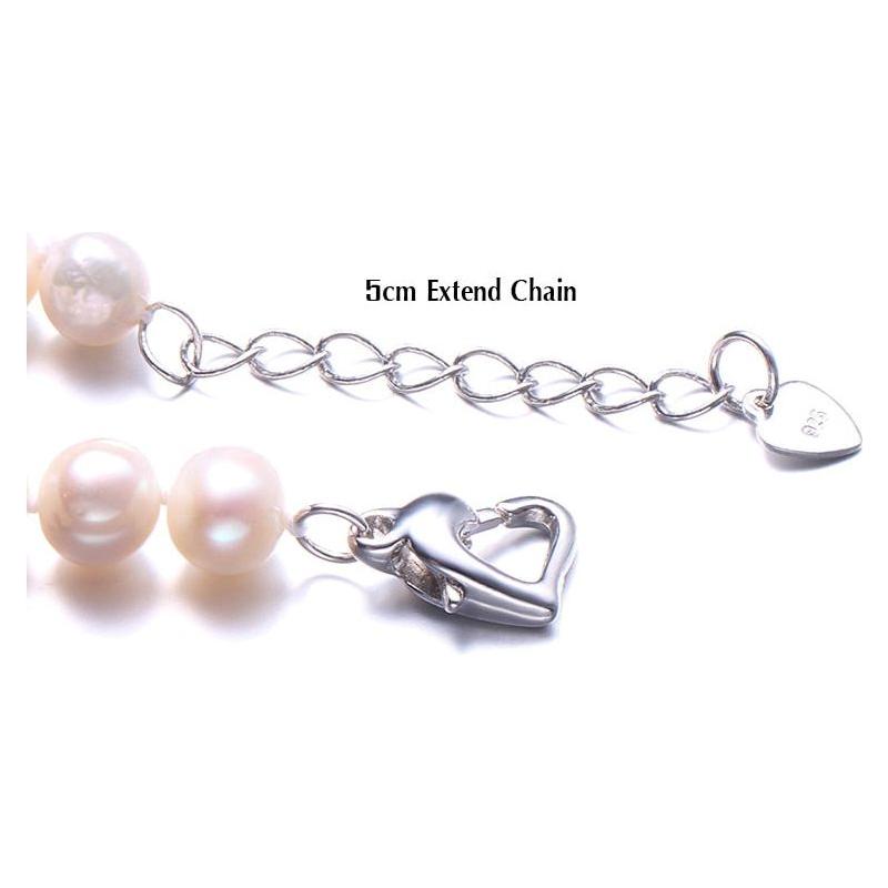 Real Natural Near Round Pearls Bracelet 925 Sterling Silver Love Buckle, 7-8mm Beads Fine Women Jewelry - Frimunt Clothing Co.