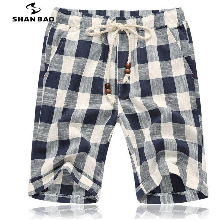SHAN BAO Brand Men's Summer Cotton Shorts Plaid or Stripes Print High Quality - Frimunt Clothing Co.