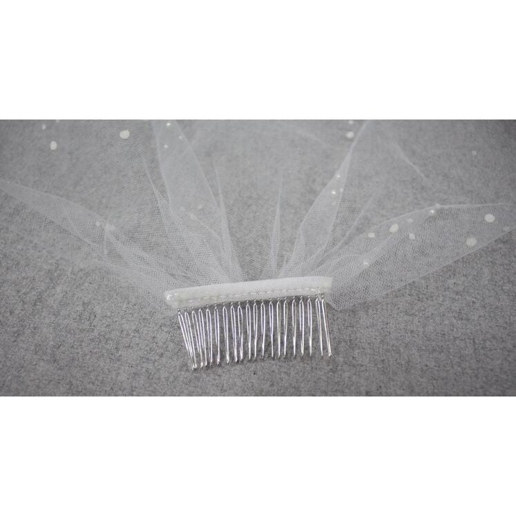 Tulle Pearl Beaded Blusher Veil With Comb - Frimunt Clothing Co.