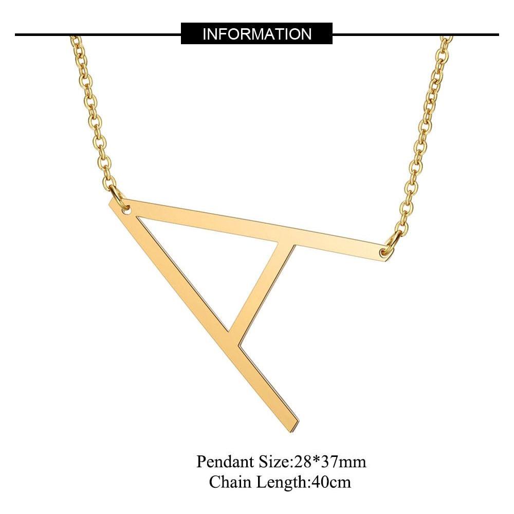 Large Initial Necklace 100% Stainless Steel Jewelry Big Letter A-Z Gold - Frimunt Clothing Co.
