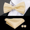 Hi-Tie Classic Black Bow Ties for Men 100% Silk Butterfly Pre-Tied Bow Tie Pocket Square Handkerchief - Frimunt Clothing Co.