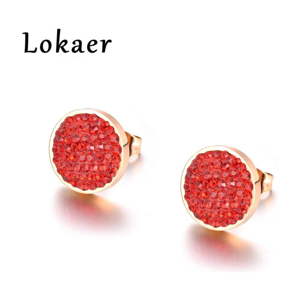 Jewelry Rose Gold Color Stainless Steel 3 Colors Crystals Stud Earrings For Women boucle d'oreille E18037 - Frimunt Clothing Co.