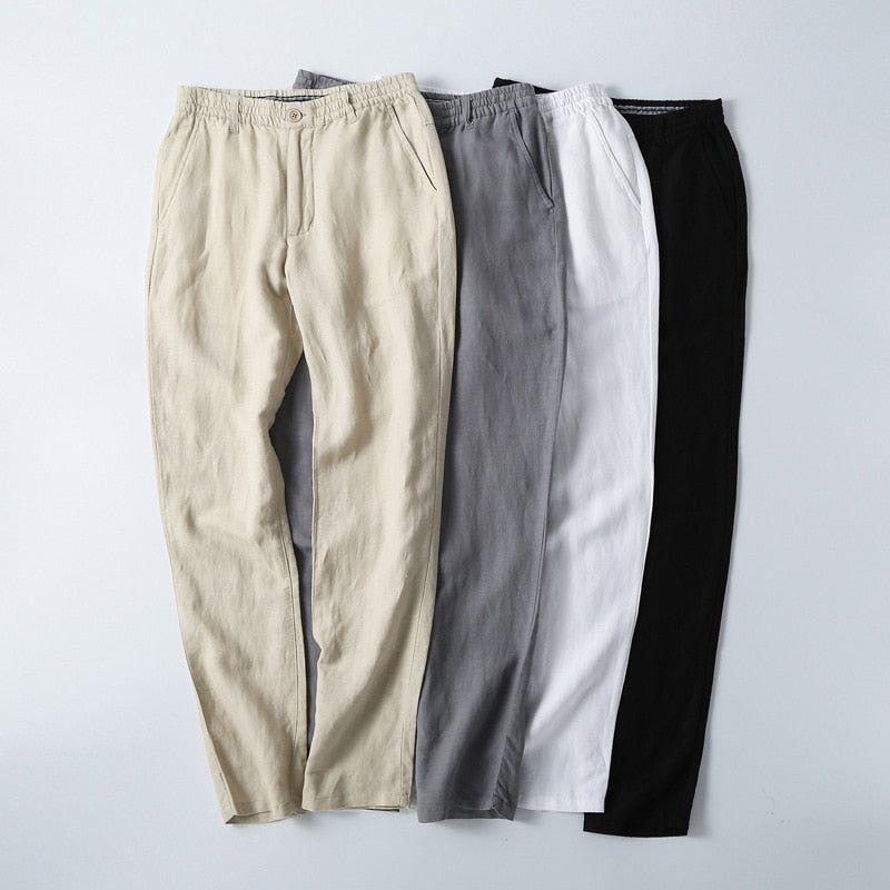 Plus Size M-5XL Summer Linen Casual Elastic Waist Men's Pants Breathable Thin - Frimunt Clothing Co.