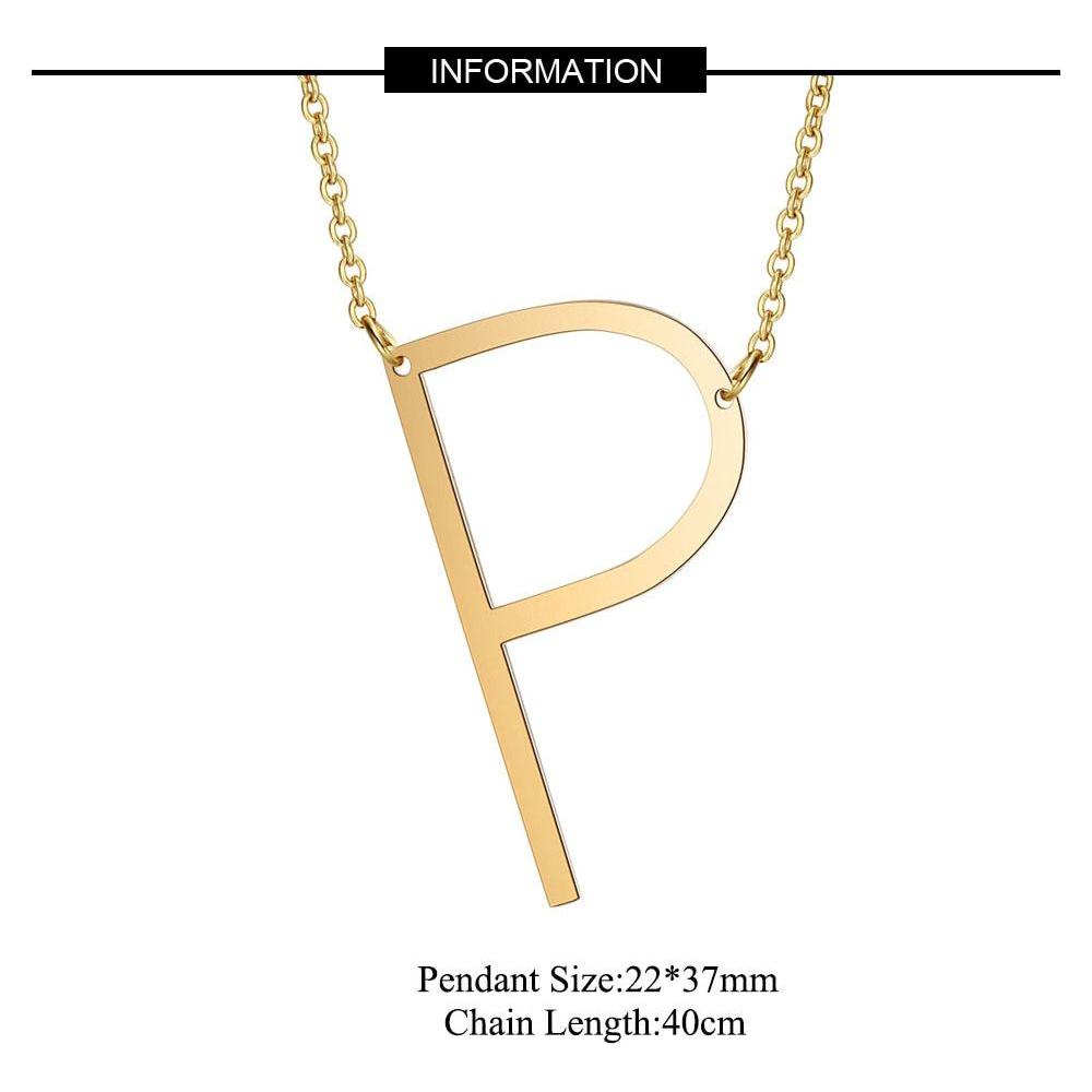 Large Initial Necklace 100% Stainless Steel Jewelry Big Letter A-Z Gold - Frimunt Clothing Co.