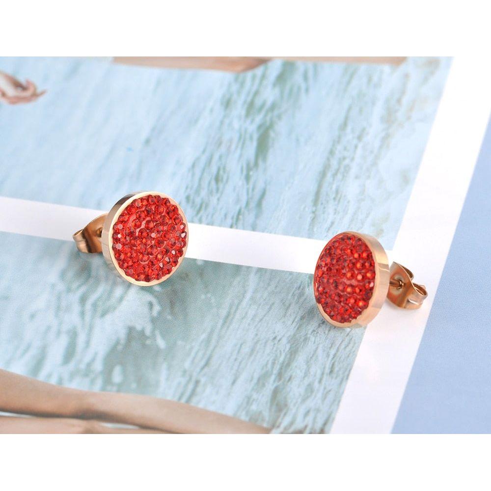 Jewelry Rose Gold Color Stainless Steel 3 Colors Crystals Stud Earrings For Women boucle d'oreille E18037 - Frimunt Clothing Co.