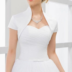 Short Sleeves Wedding Satin Bolero Jacket New Arrival - Frimunt Clothing Co.