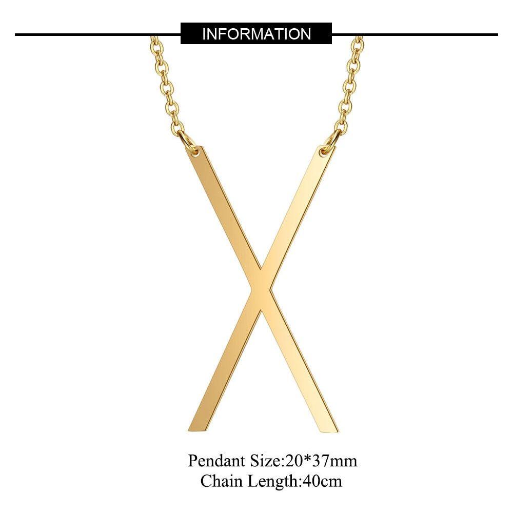 Large Initial Necklace 100% Stainless Steel Jewelry Big Letter A-Z Gold - Frimunt Clothing Co.