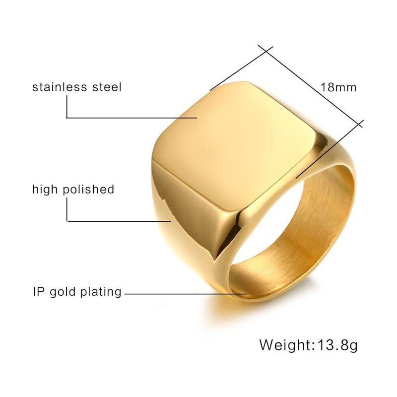 Vnox 18mm Men's Stainless Steel Big Rings Black Gold-color Rock Punk Biker Club Men Jewelry Anillos - Frimunt Clothing Co.