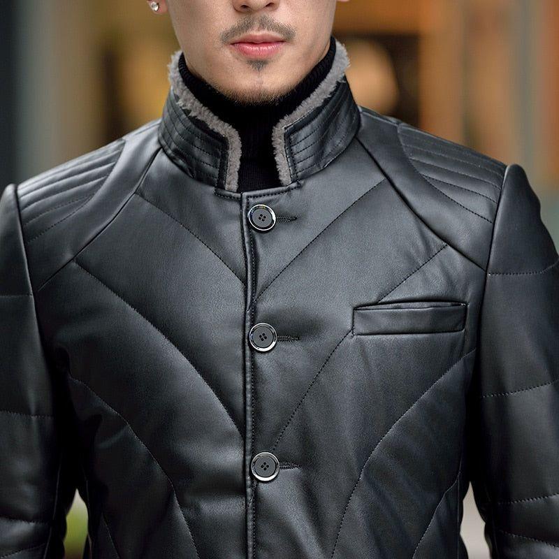 New Fall Winter High Quality Warm 90% White Duck Down Faux Leather Men's Jacket Coat - Frimunt Clothing Co.