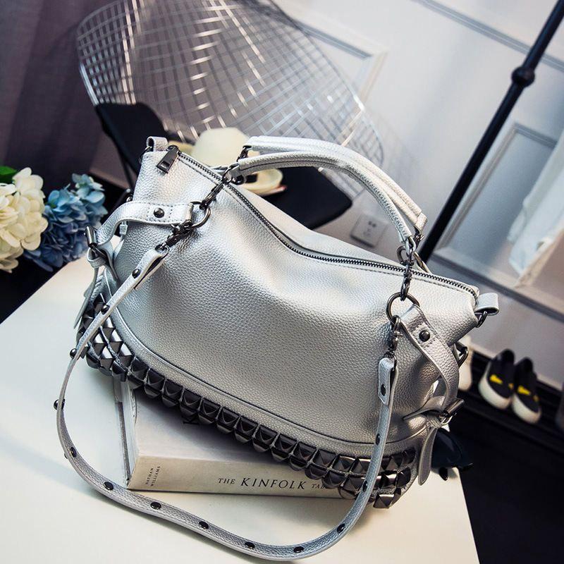SGARR LUXURY Eco Leather Women Handbags Metal Rivets - Frimunt Clothing Co.