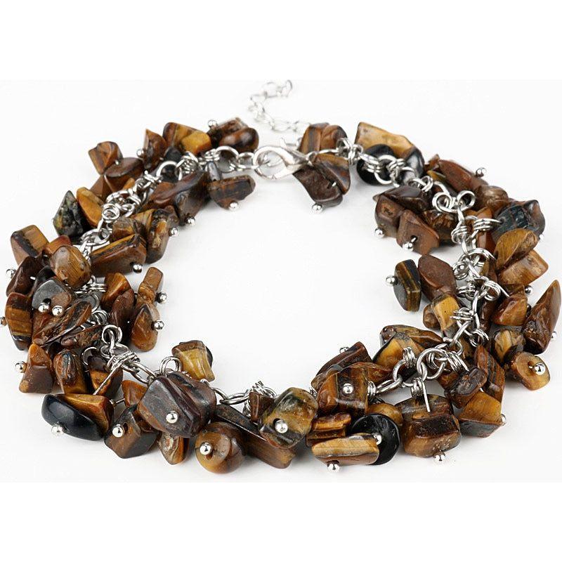 Women Charm Bracelet Unique Small Natural Stones Turquoises Handmade Artcraft Boho - Frimunt Clothing Co.