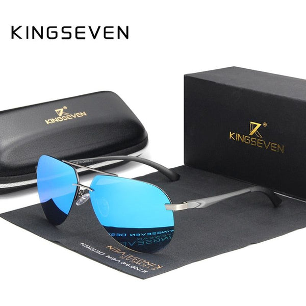 KINGSEVEN Aluminum Magnesium Polarized Rimless Lens Sunglasses For Men High Definition Eyewear - Frimunt Clothing Co.