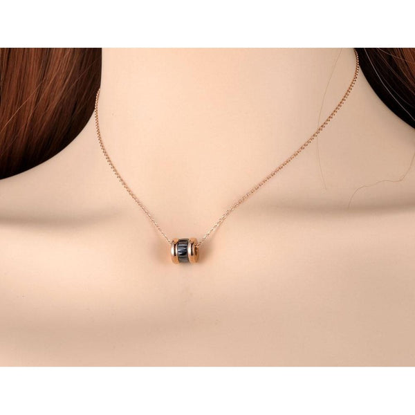 Classic Cubic Zirconia Circle Choker Necklaces Roman Numerals Gold Color Stainless Steel Pendant Jewelry N19023 - Frimunt Clothing Co.