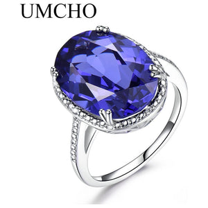 Luxury Tanzanite Gemstone Rings For Women Solid 925 Sterling Silver Fine Jewelry