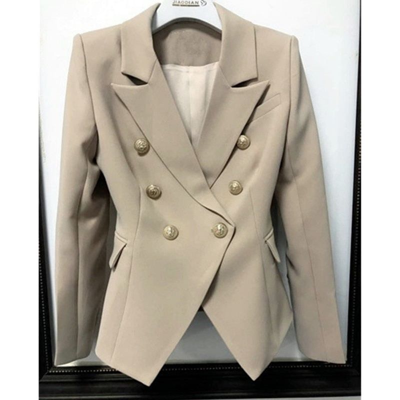 Beige Women's Blazer Formal Double Breasted Buttons Blazer High Quality - Frimunt Clothing Co.