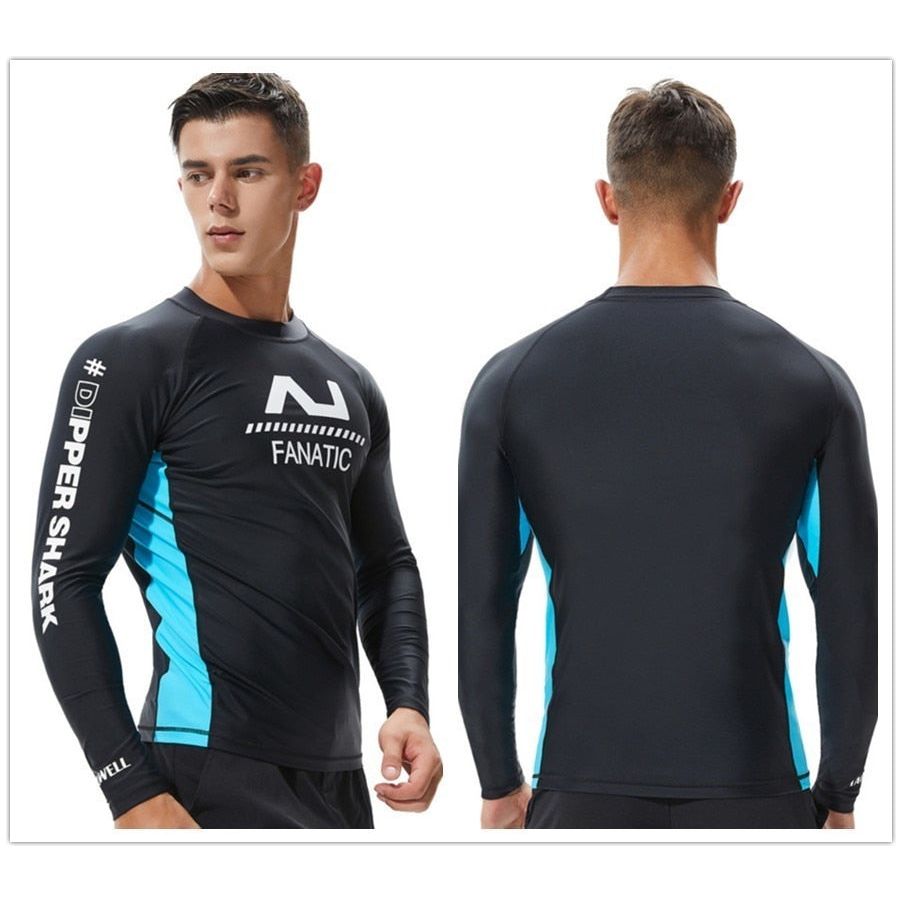 Men Long Sleeve Rash Guard Quick Dry Sun Protection UV 50+ Swimwear Surf Diving Surfing