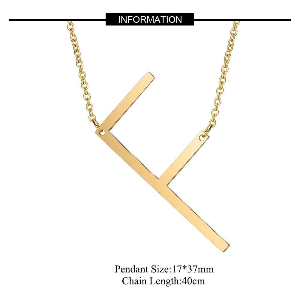 Large Initial Necklace 100% Stainless Steel Jewelry Big Letter A-Z Gold - Frimunt Clothing Co.