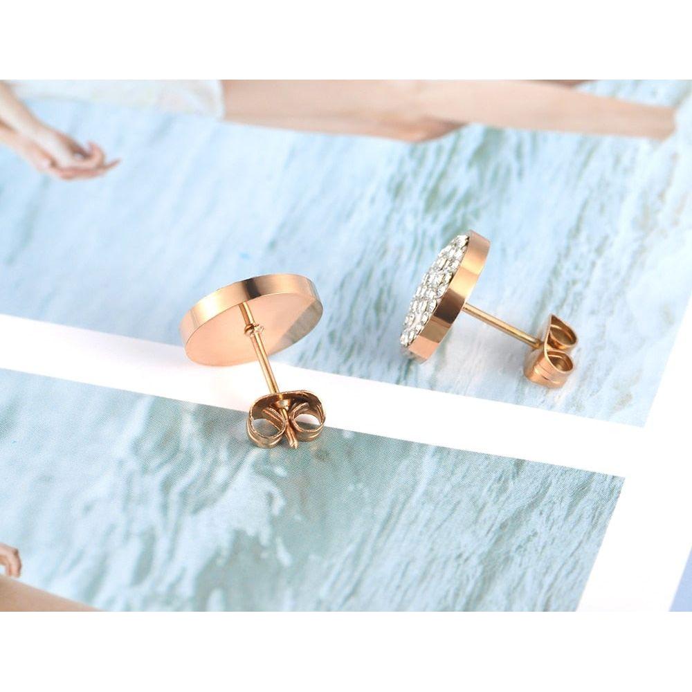 Jewelry Rose Gold Color Stainless Steel 3 Colors Crystals Stud Earrings For Women boucle d'oreille E18037 - Frimunt Clothing Co.