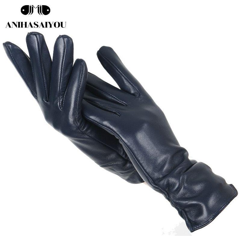 Classic Pleated Women's Genuine Leather Gloves Many Colors Real Sheepskin Leather Winter Gloves-2081 - Frimunt Clothing Co.