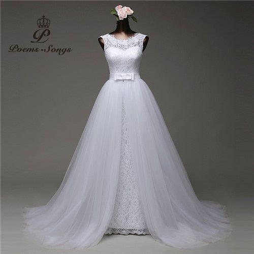 Lorraine Mermaid Wedding Dress With Detachable Train - Frimunt Clothing Co.