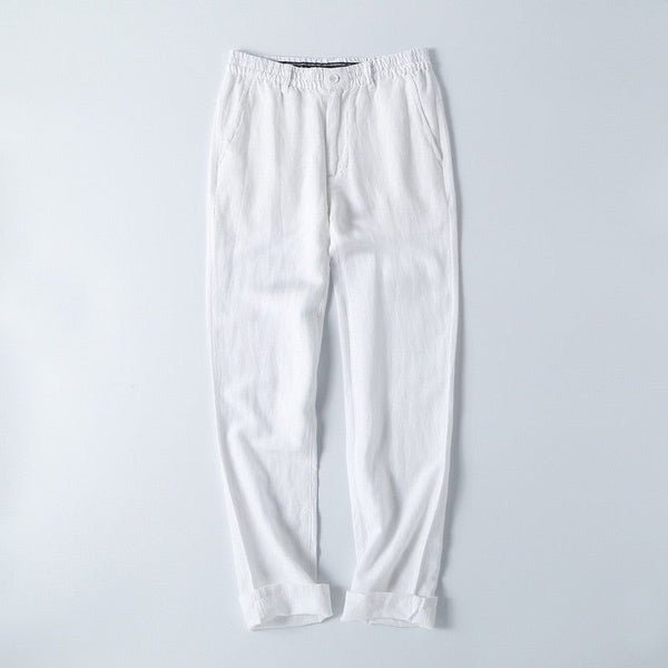 Plus Size M-5XL Summer Linen Casual Elastic Waist Men's Pants Breathable Thin