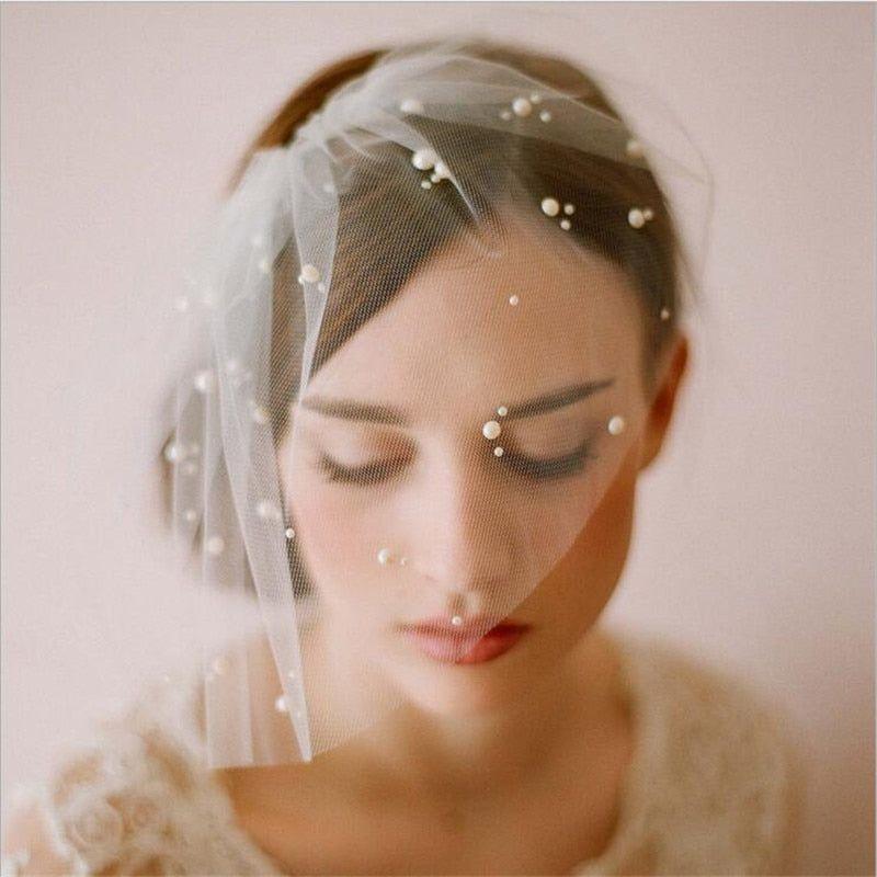 Tulle Pearl Beaded Blusher Veil With Comb - Frimunt Clothing Co.