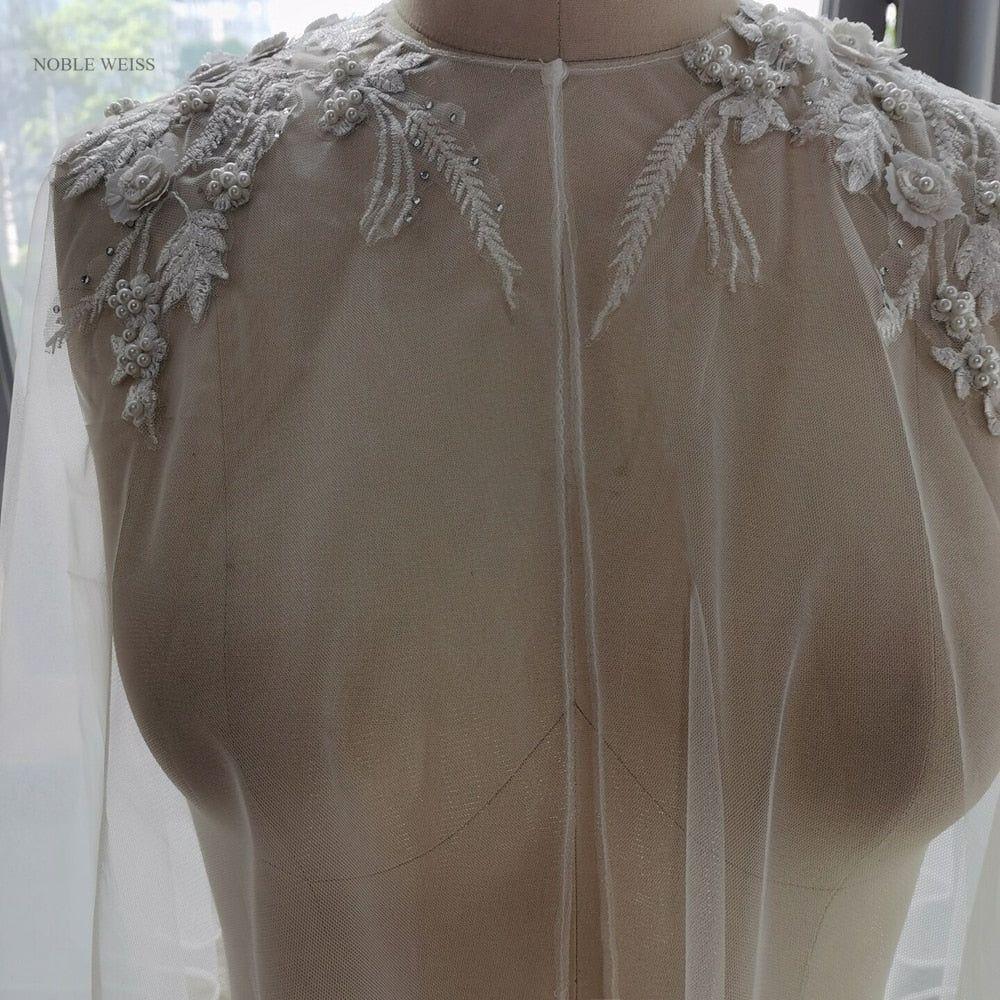 Soft Tulle Wedding Cape Shoulder Appliques Bridal Bolero Jacket - Frimunt Clothing Co.