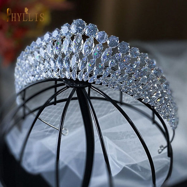 Zircon Princess Wedding Bridal Tiaras and Crowns Pageant Hair Jewelry Headpieces - Frimunt Clothing Co.