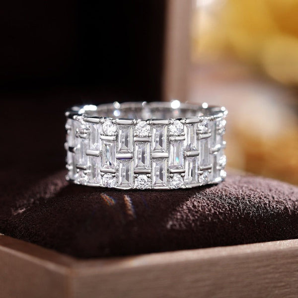 Luxury Silver Plated Women's Rings Geometric CZ Stylish High Quality Statement Jewelry - Frimunt Clothing Co.