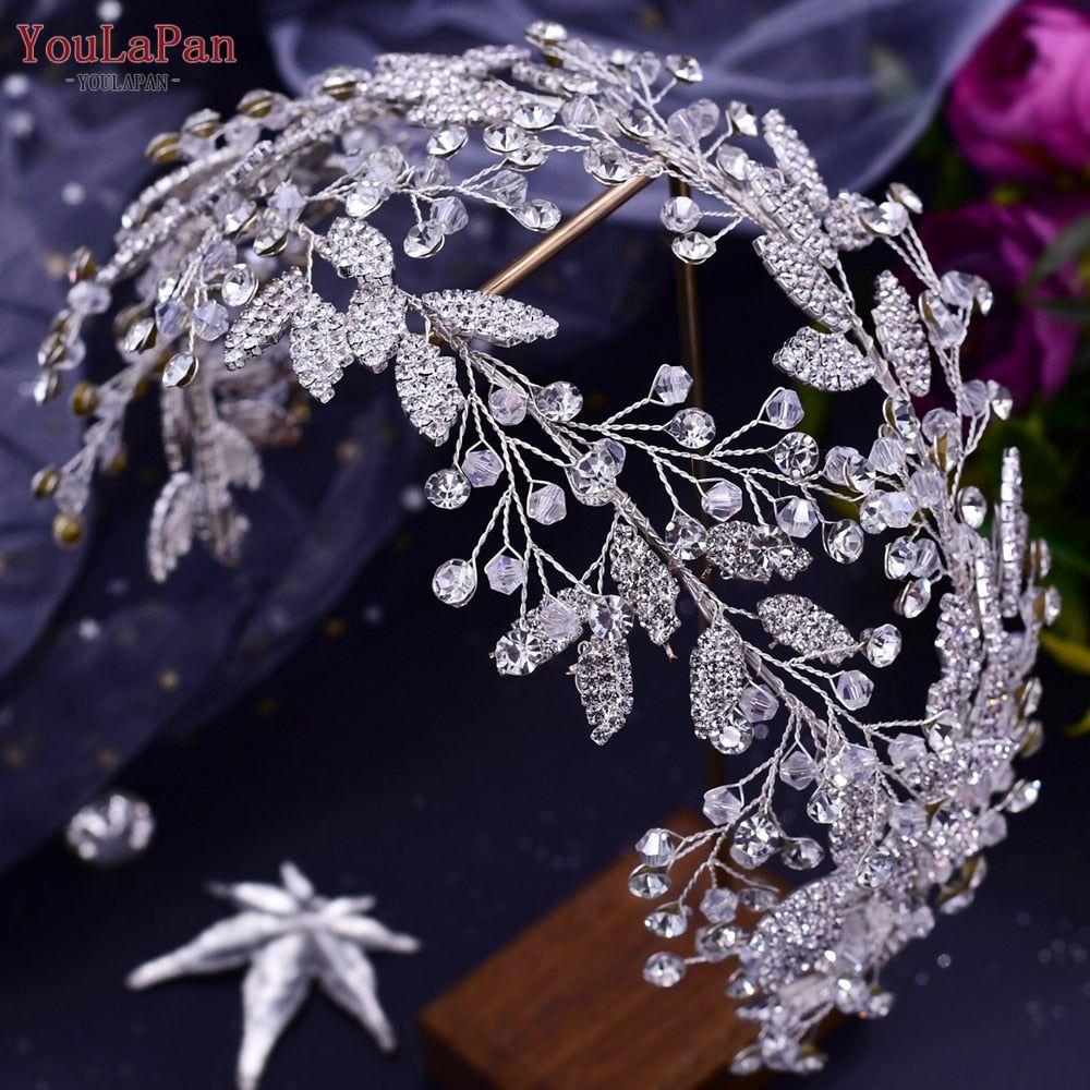 Luxurious Rhinestone Headband Silver Hair Accessories Bling Bride Tiaras - Frimunt Clothing Co.