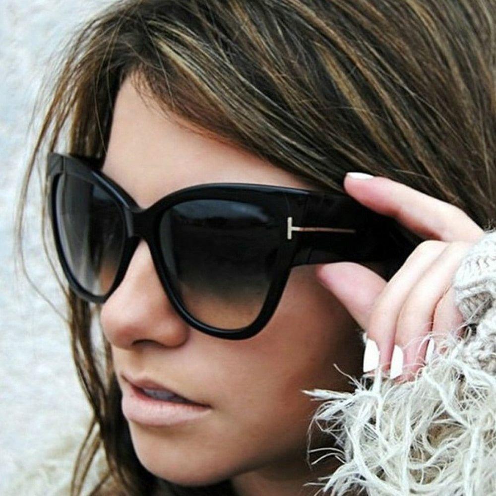 Women's Luxury Designer Fashion Black Cat Eye Sunglasses Gradient UV400 - Frimunt Clothing Co.