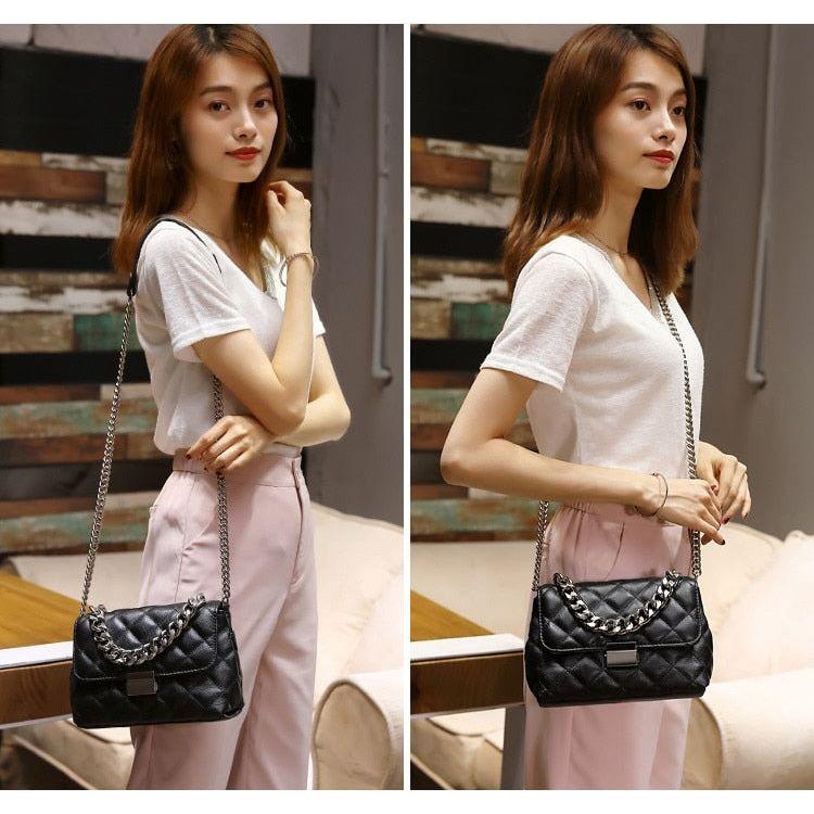 Women Chain Shoulder Bag Diamond Lattice Luxury Handbags - Frimunt Clothing Co.