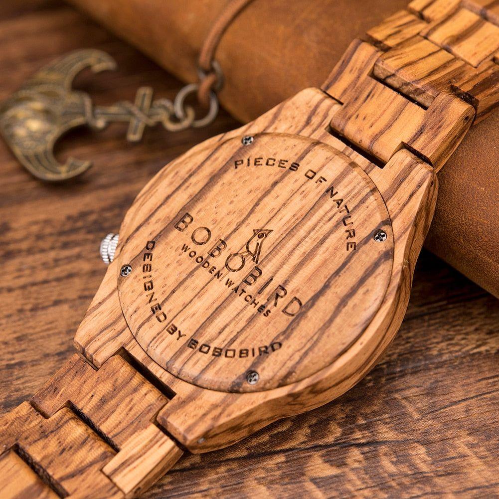 BOBO BIRD Wood Norse Rune Compass Men's Watches Luxury Wooden Strap Bamboo Gift Box - Frimunt Clothing Co.