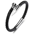 Fashion Braided Genuine Leather Nail Bracelet for Men Modern Jewelry Design Stainless Steel Buckle - Frimunt Clothing Co.