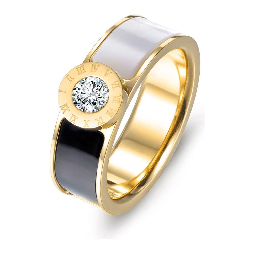 Classic Stainless Steel Fine Brand Jewelry Acrylic & Shell Roman Alphabet Rings  R17033 - Frimunt Clothing Co.