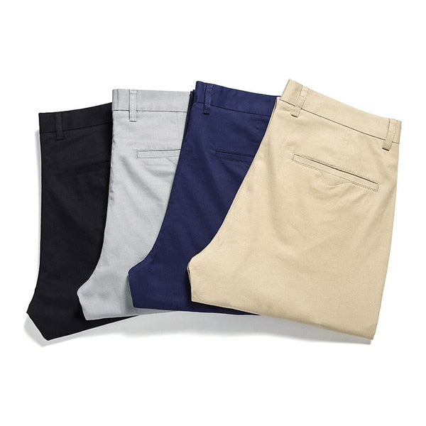Summer New Men's Thin Cotton Khaki Casual Pants Business Solid Color Stretch Plus Size 40 42